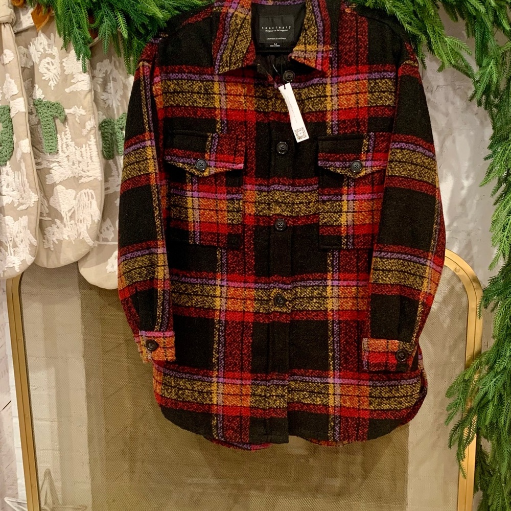 Anthropologie Sanctuary NEW plaid shacket, STUNNING Size M. P2P 22”, Length 23”.